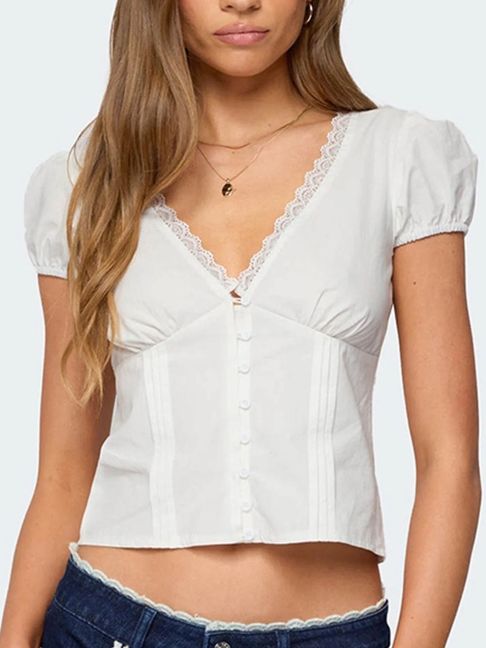 Edikted Antonella Cotton Button Up Top